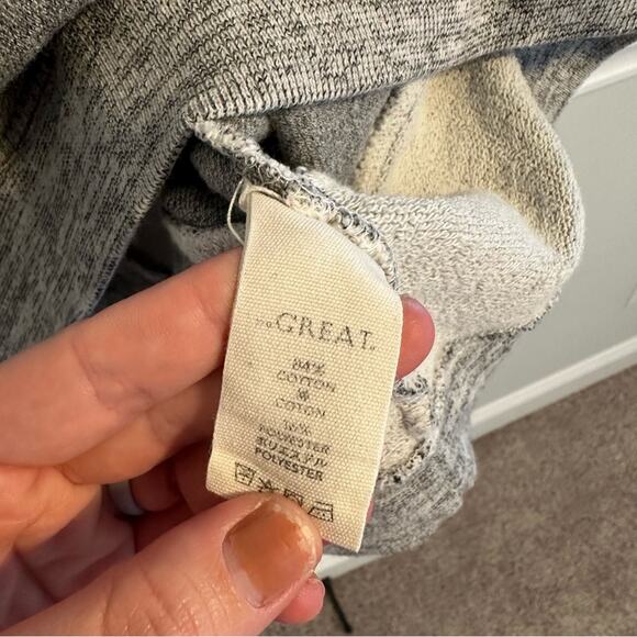 THE GREAT. Textured Striped Crewneck Cotton Sweatshirt Small - Picture 9 of 11